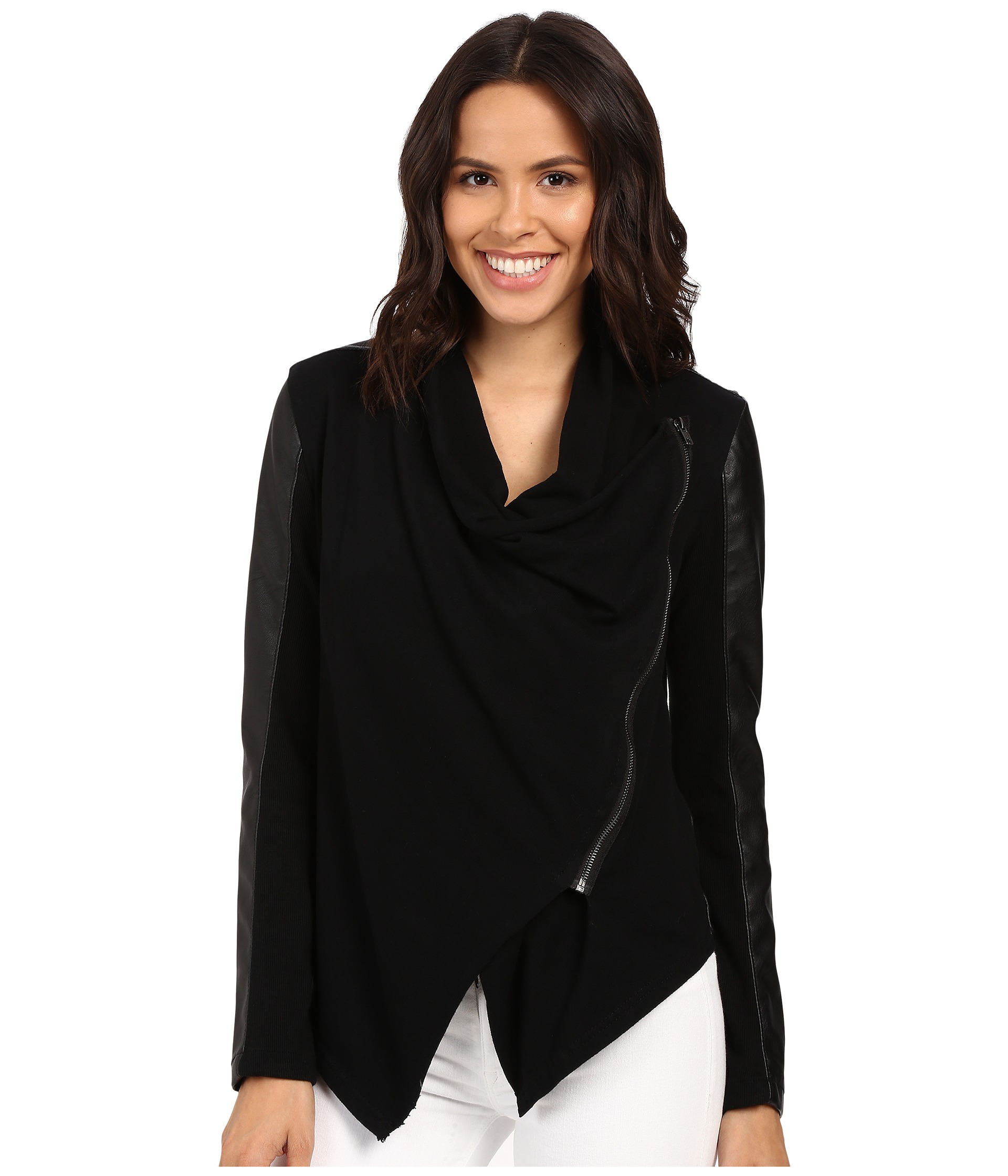 Black Leather Jacket Shipped Free At Zappos Blank Nyc Black Vegan Leather Sleeved Jacket