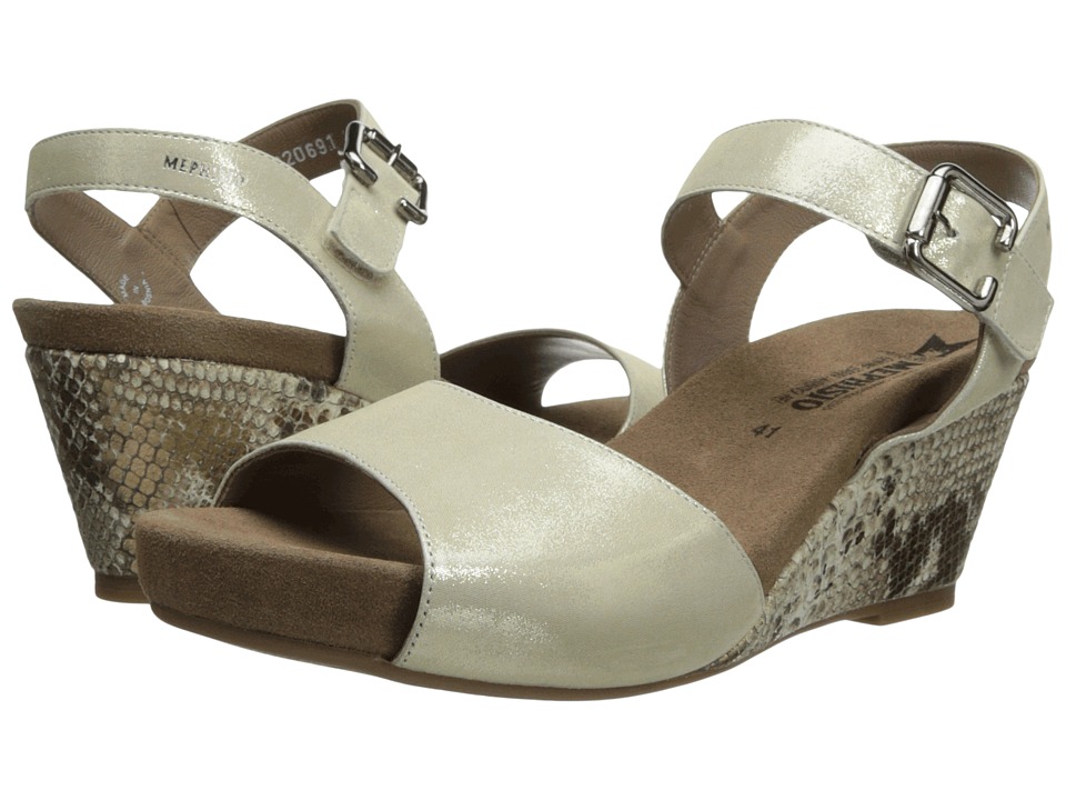 Mephisto Beauty (Light Sand Liz/Gold Boa) Women's Hook and Loop Shoes
