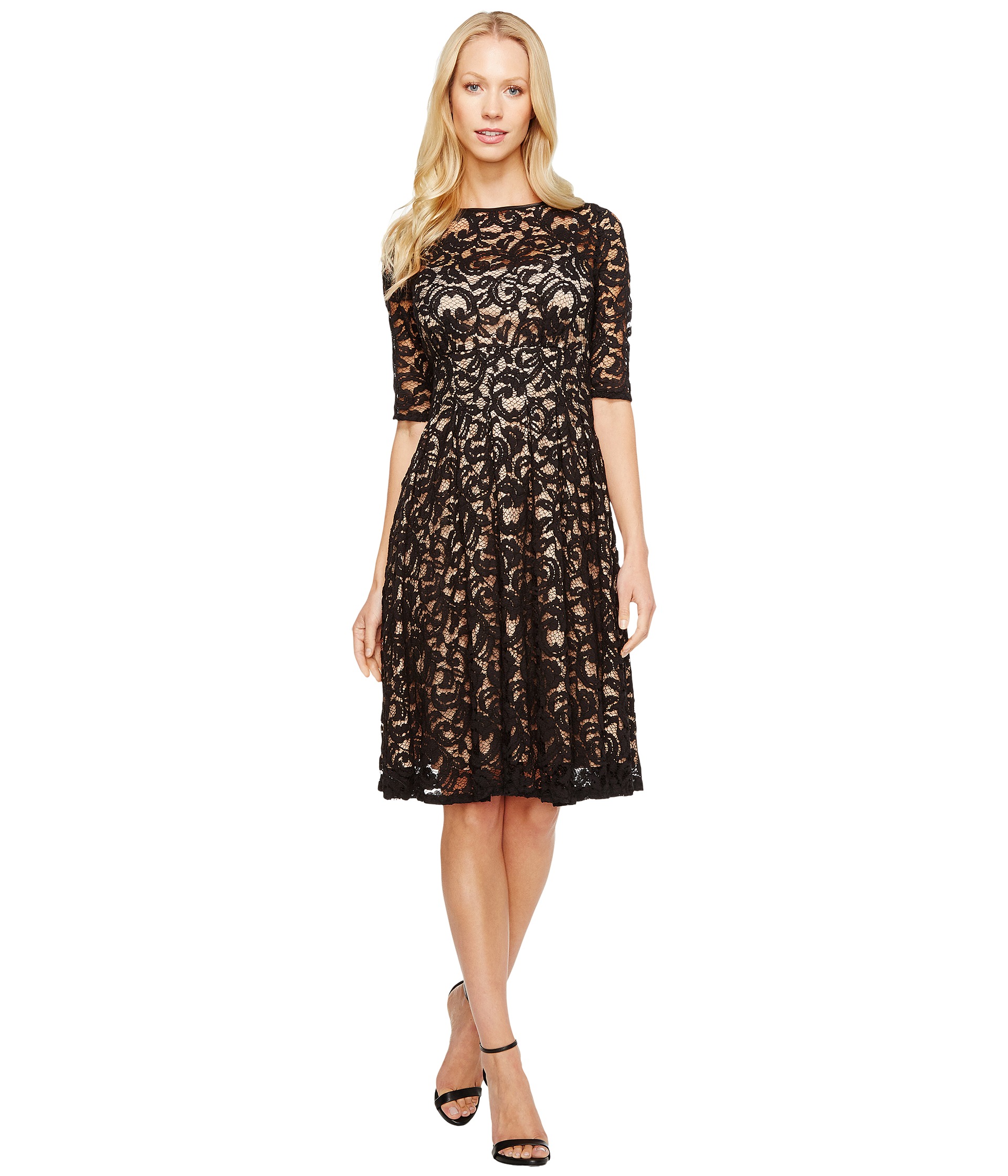 Black lace dress 3 4 sleeve