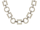 LAUREN Ralph Lauren - Deco 18 Large Square And Round Links With Textured Metal Foldover Closure Necklace (Silver)