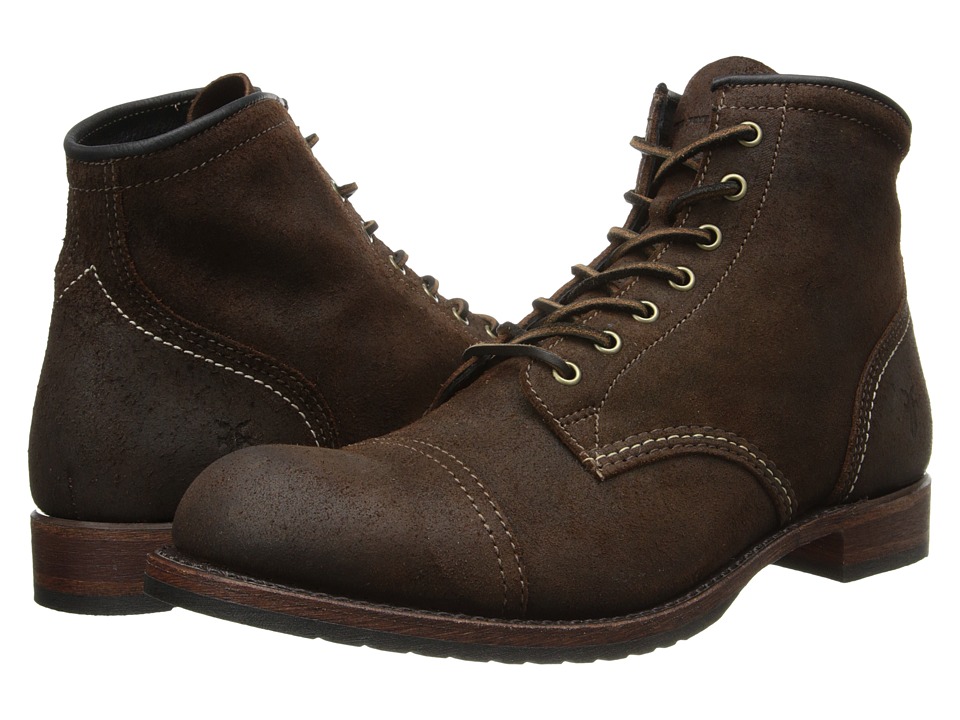 Frye - Logan Cap Toe (Dark Brown Waxed Suede) Cowboy Boots