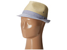 Sperry Top-Sider - Paper Straw Fedora w/ Chambray Brim (Sky Blue) - Hats