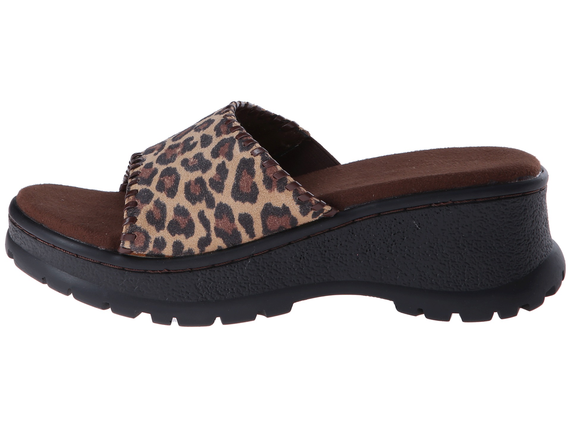 Roper Animal Print Comfort Wedge Slide Brown Leopard | Shipped Free at ...