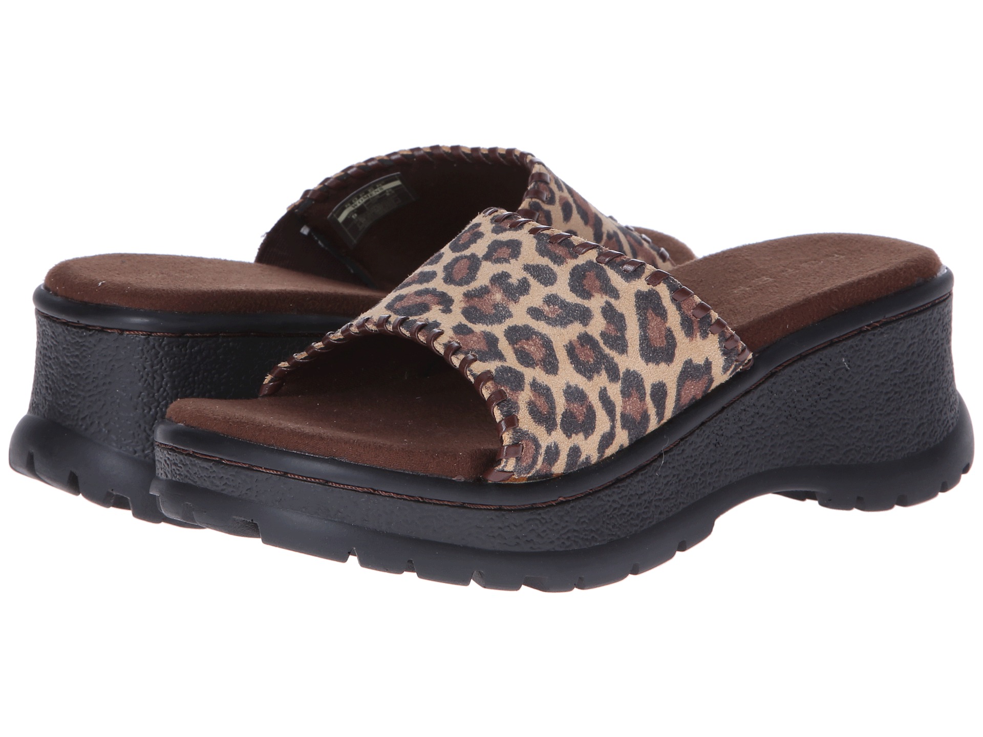 Roper Animal Print Comfort Wedge Slide Brown Leopard | Shipped Free at ...