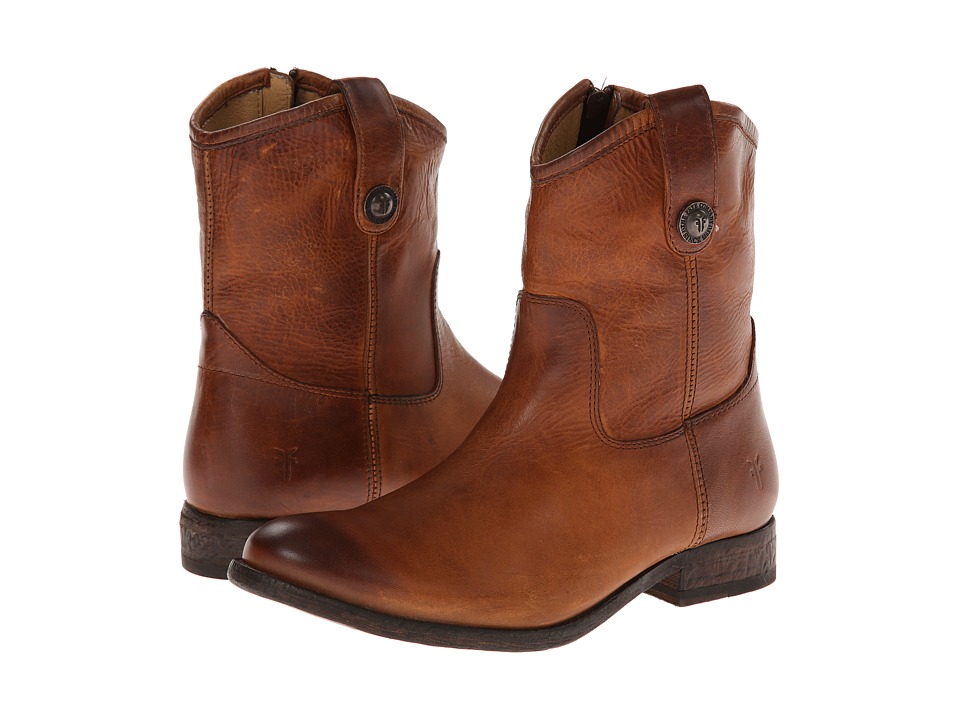 Frye Melissa Button Short (Cognac Washed Antique Pull Up) Western Boots