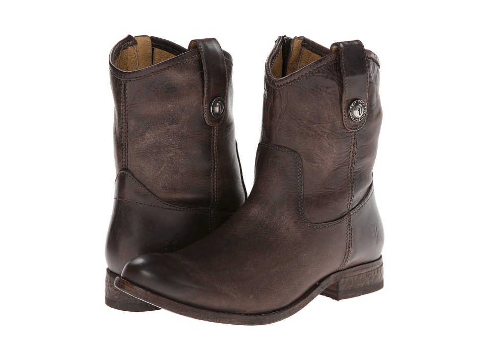 Frye Melissa Button Short (Slate Washed Antique Pull Up) Western Boots
