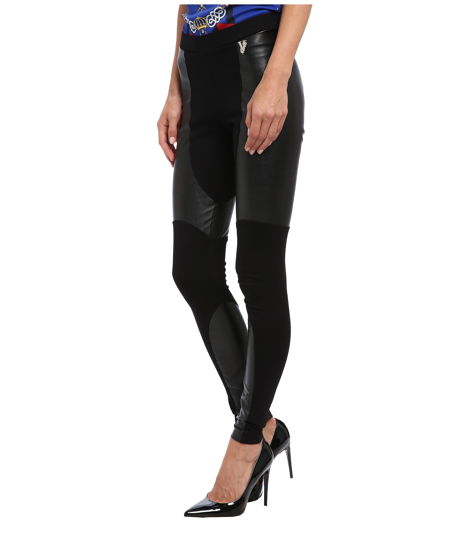 Versace Jeans Perforated Legging Black - Zappos Free Shipping BOTH ...
