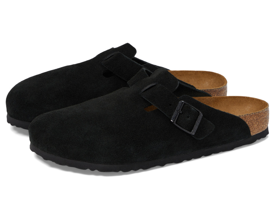 Birkenstock - Boston Soft Footbed (Unisex) (Black Suede) Clog Shoes
