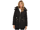 Cole Haan Taffeta Down Hooded Belted Zip Front (Black)