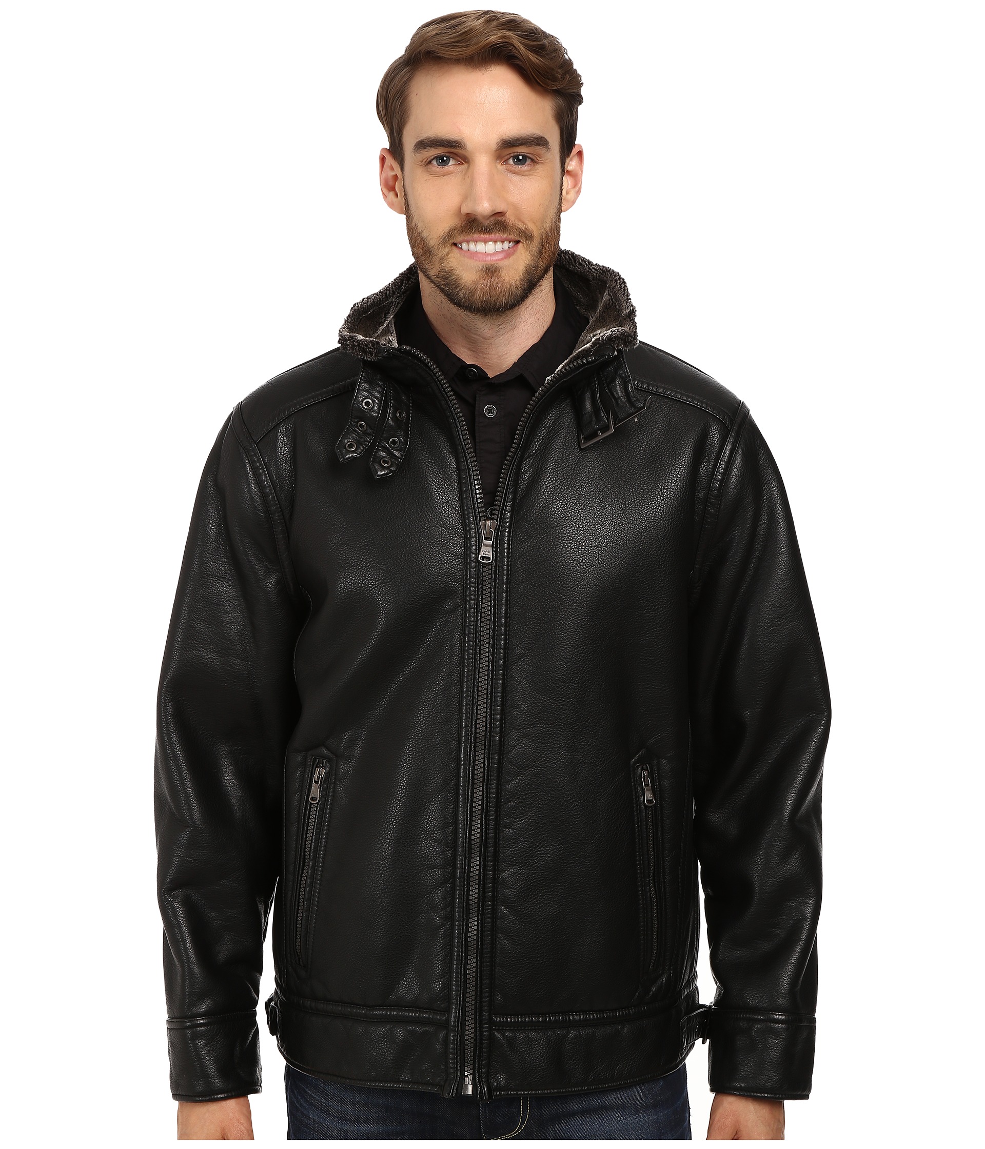 Calvin Klein Pebble Faux Leather Moto Jacket With Shearling Calvin Klein Pebble Faux Leather Moto Jacket With Shearling 6pm Com
