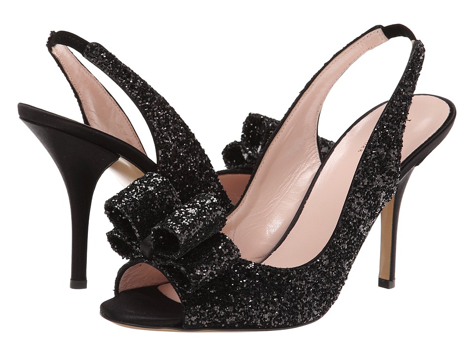 Kate Spade New York Charm Heel (Black Glitter) High Heel Shoes