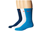 Nike 3 Pair Pack Dri-Fit Cushion Crew (Light Blue Lacquer/Bright Crimson/White/Bright Crimson)