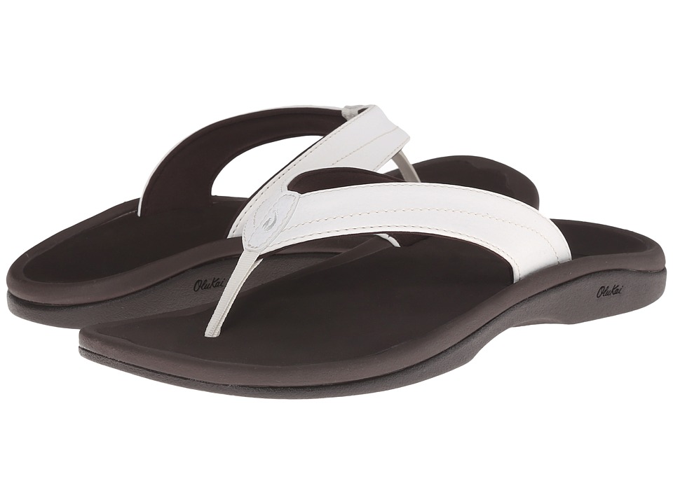 OluKai Ohana W (White/Dark Java) Sandals