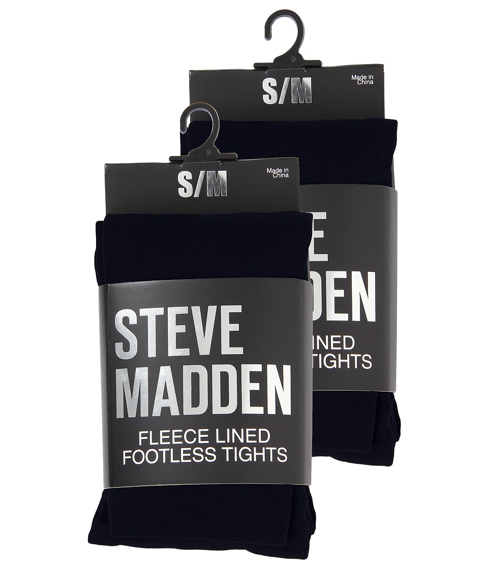 Steve Madden - 2 Pack Fleece Lined Footless Tight (Black) Hose