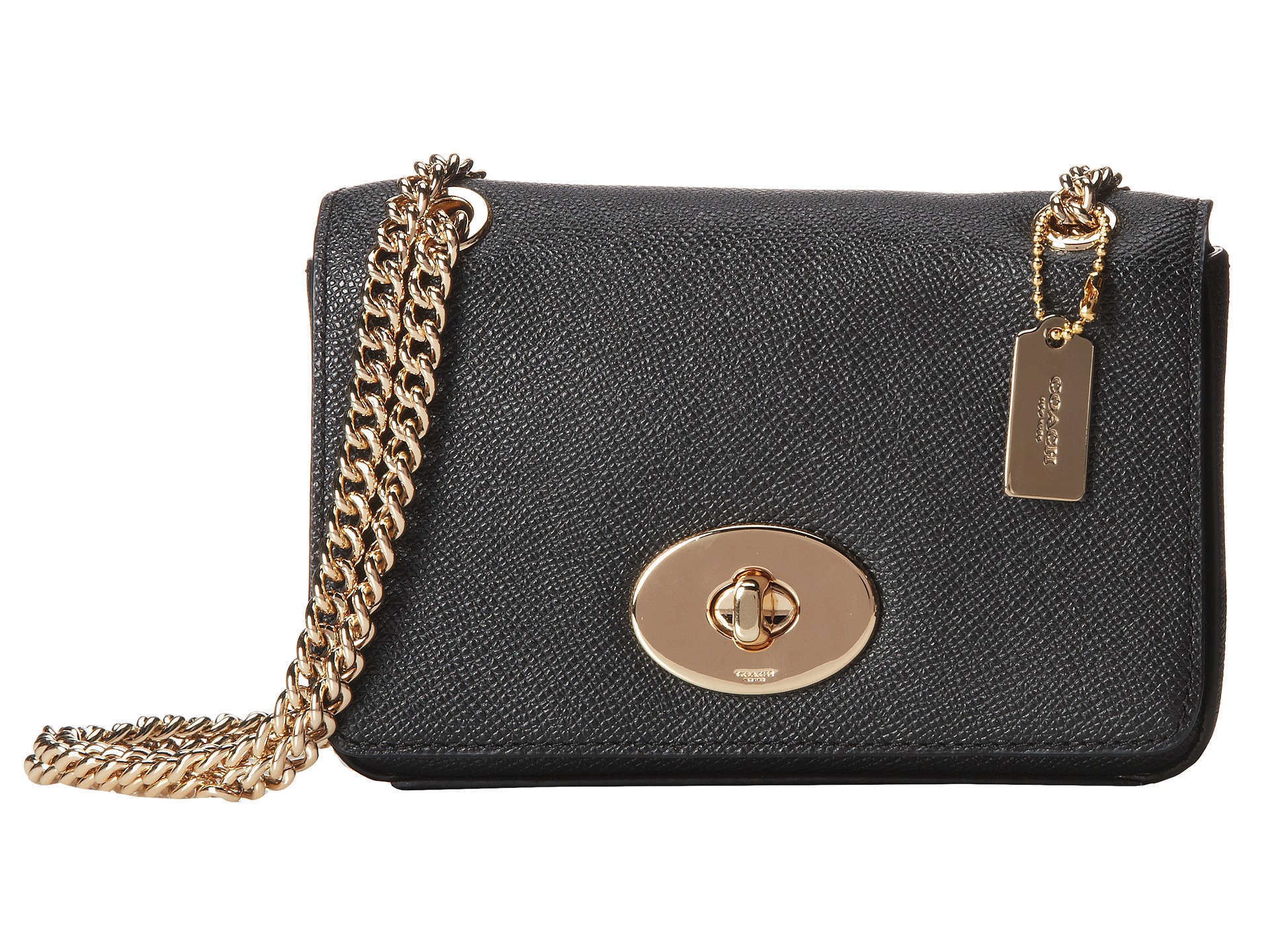coach embossed txt mini chain crossbody