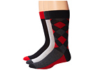 Cole Haan Woven Leg Argyle Crew 3-Pack (Black)