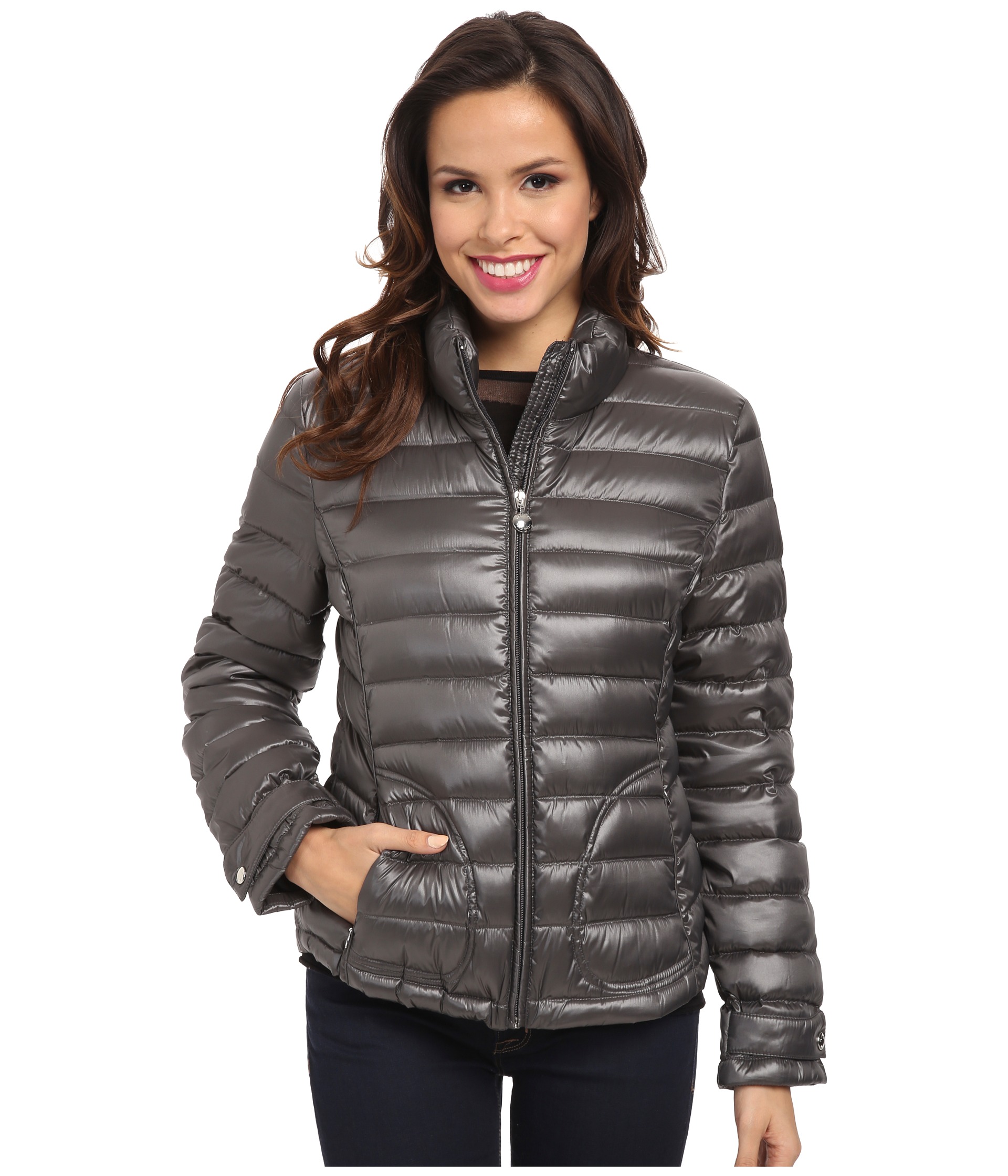 Calvin Klein Zipfront Puffy Packable Down Jacket Titan | Shipped Free
