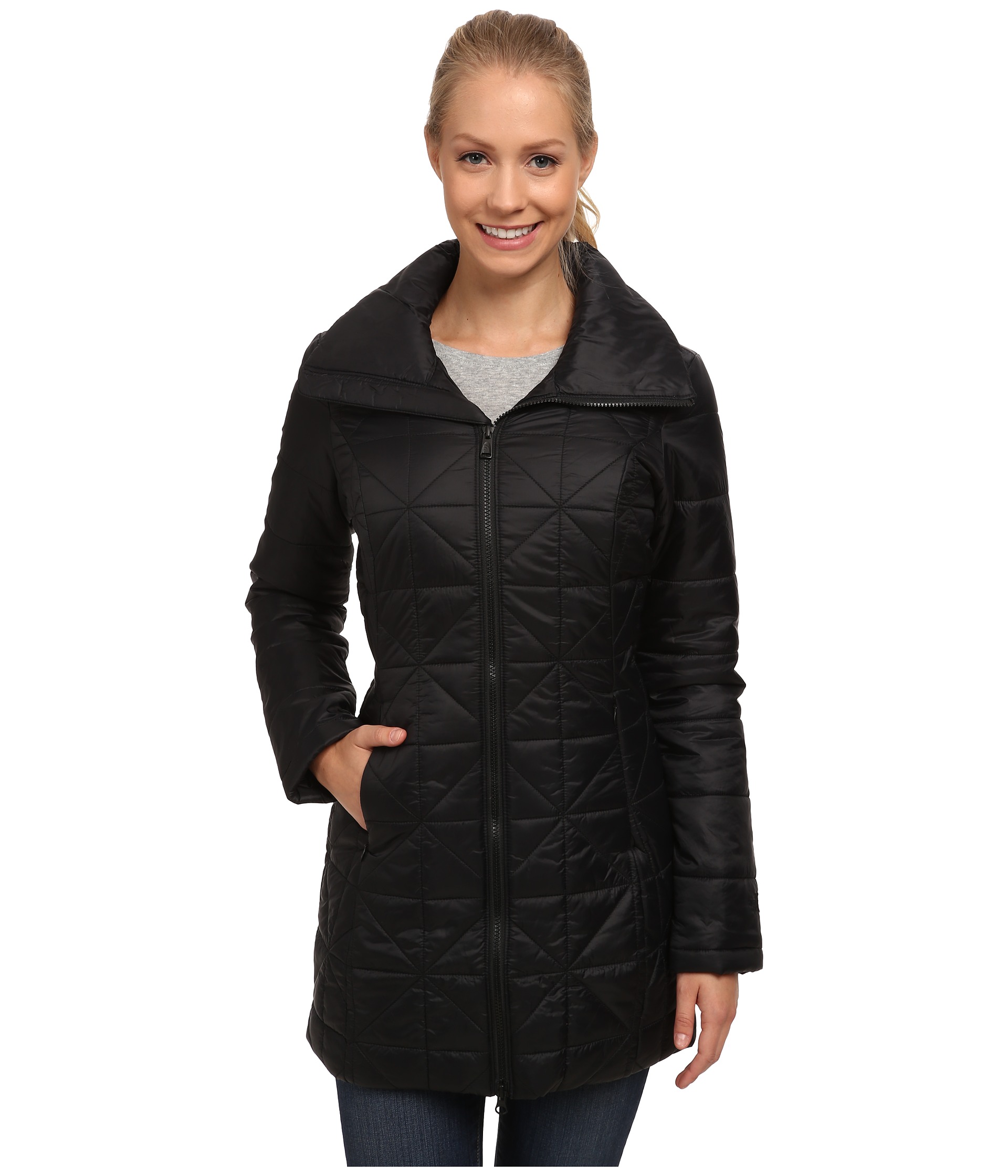 north face long quilted coat -