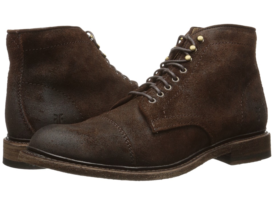 Frye Jack Lace Up (Dark Brown Waxed Suede) Men