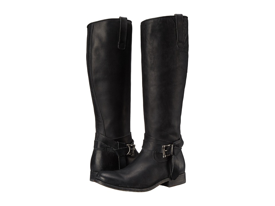 Frye - Melissa Knotted Tall (Black Polished Stonewash) Cowboy Boots