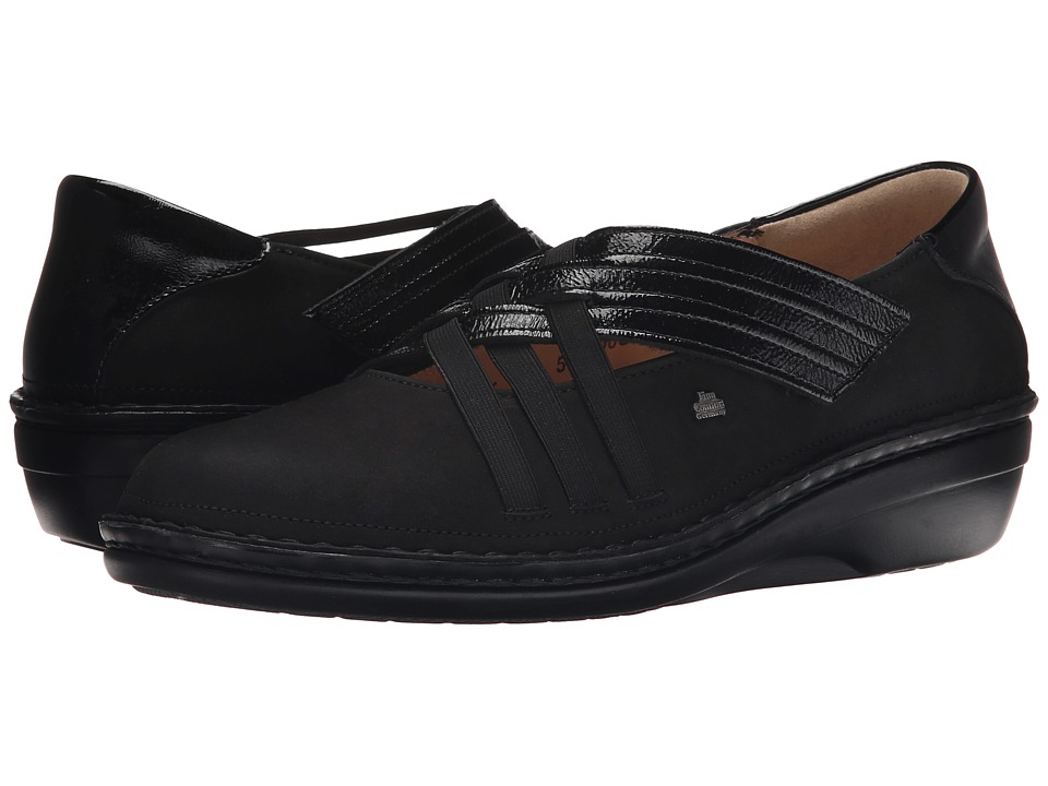 Finn Comfort - Evanston-S (Black Nubuk/Patent) Women