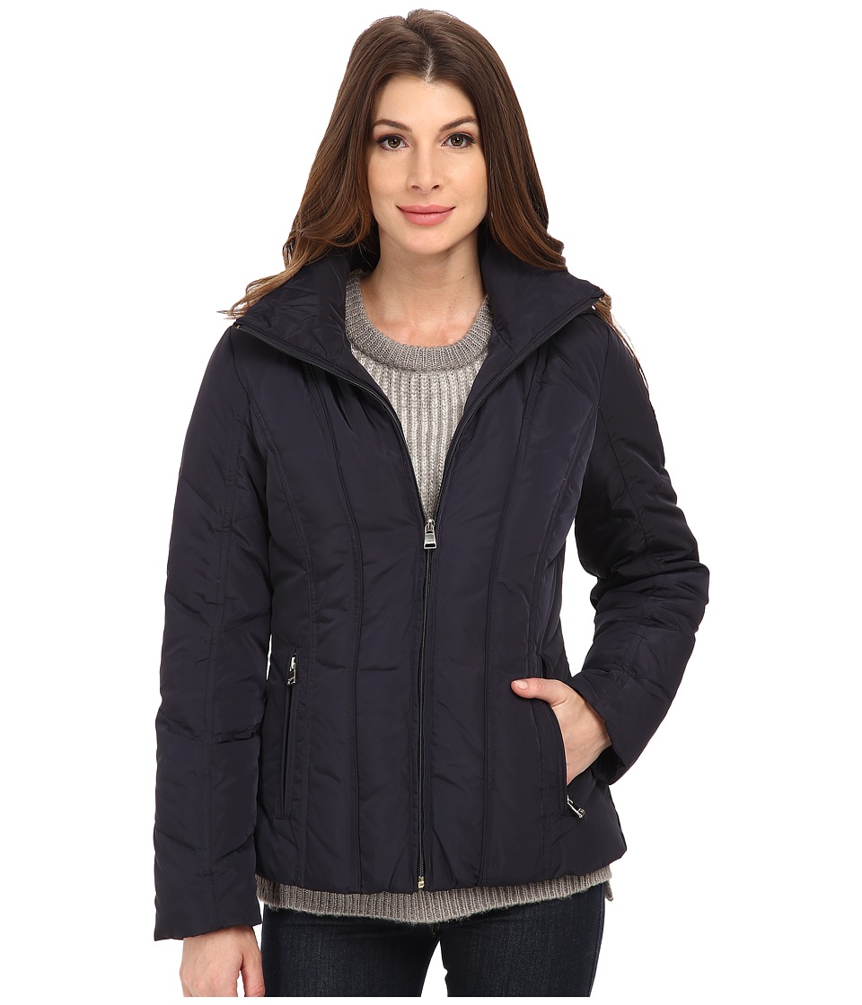Calvin Klein Short Down Coat w/ Untrimmed Hood (Navy) Women