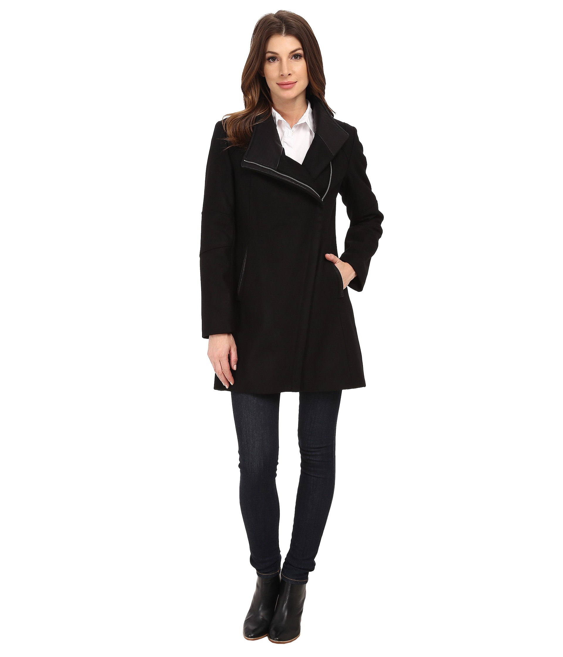 Calvin Klein Coat Doubleted Belted Trench In Brown Lyst