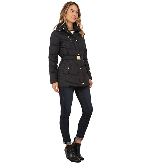 Cole Haan Single Breasted Belted Down Coat Carbon - Zappos.com Free ...