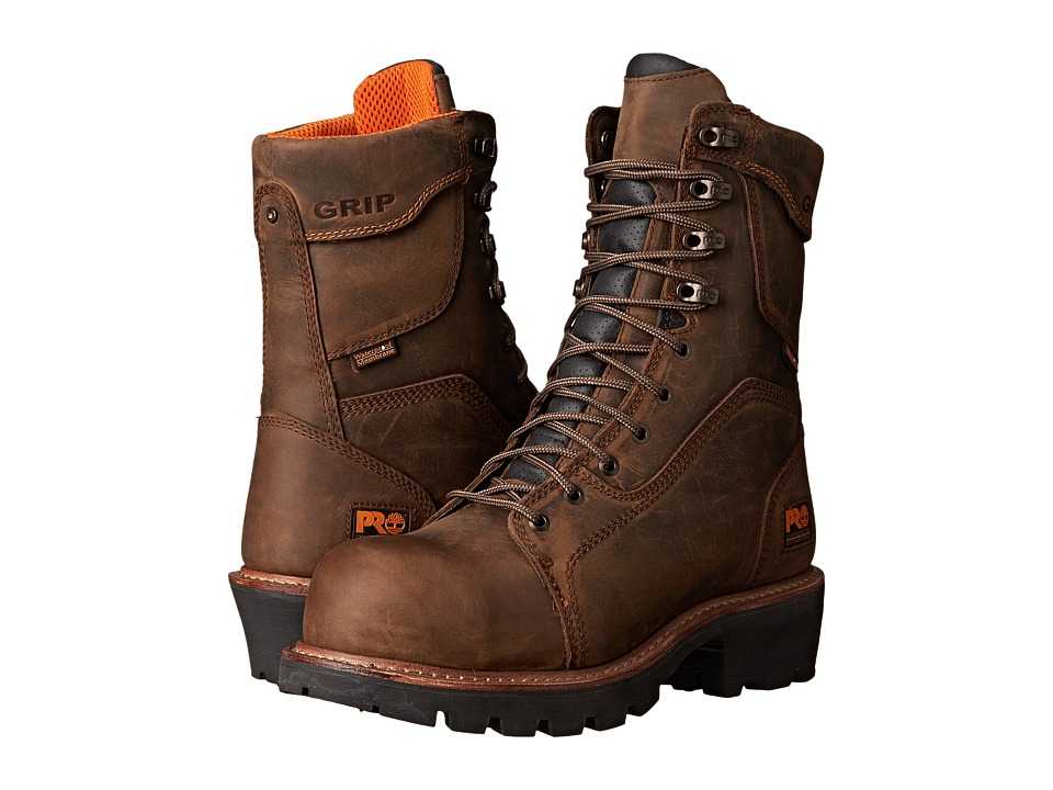 Timberland PRO 9 Composite Safety Toe Waterproof Insulated Logger (Brown Leather) Men