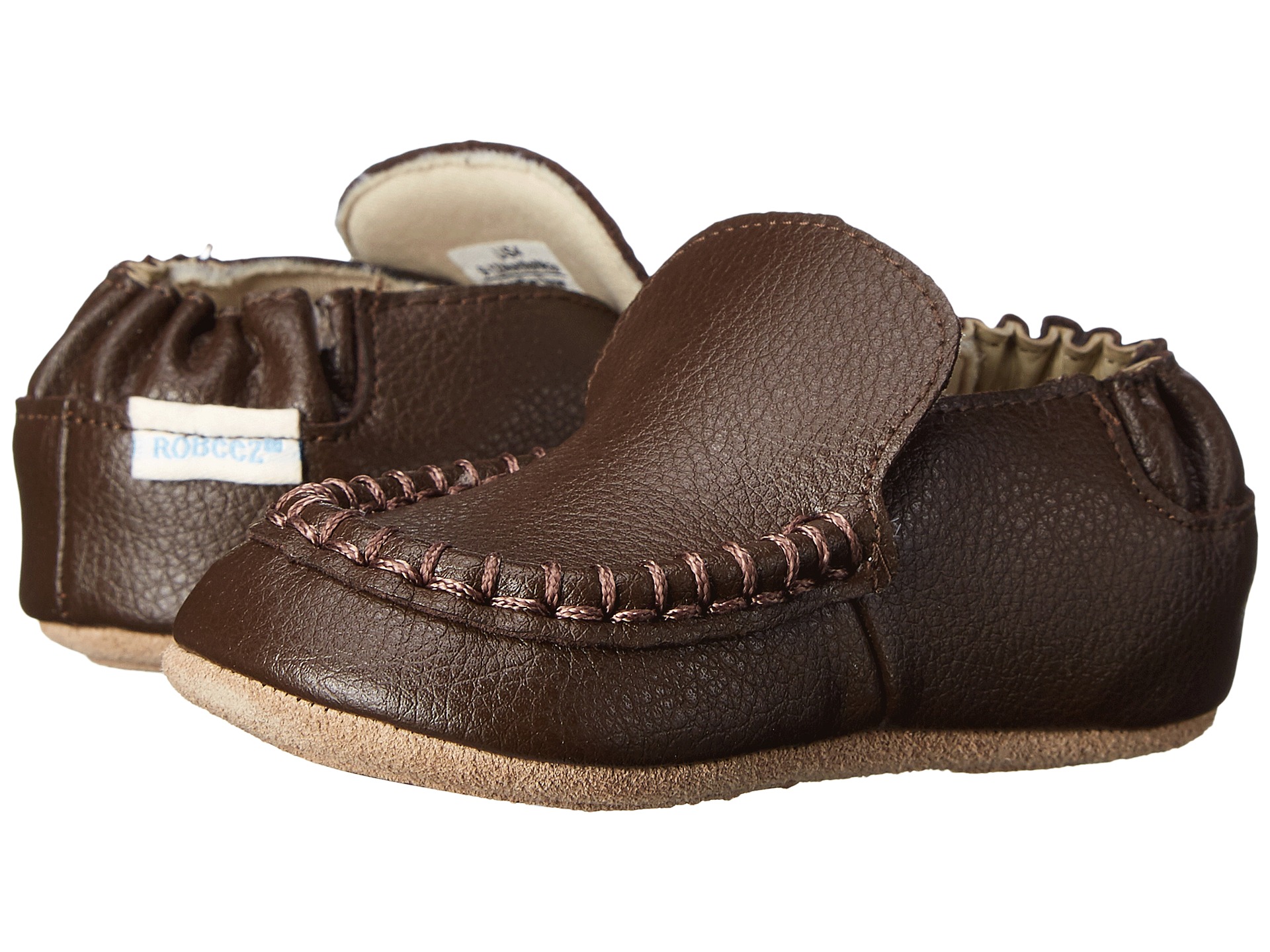 Shop by category Robeez. For dress-up or everyday wear, cute baby feet were meant for equally adorable baby shoes from Robeez. A dashing little ring bearer will look handsome headed down the aisle in black leather shoes.