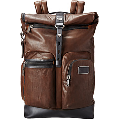 Tumi Alpha Bravo Luke Leather Roll-Top Backpack Dark Brown