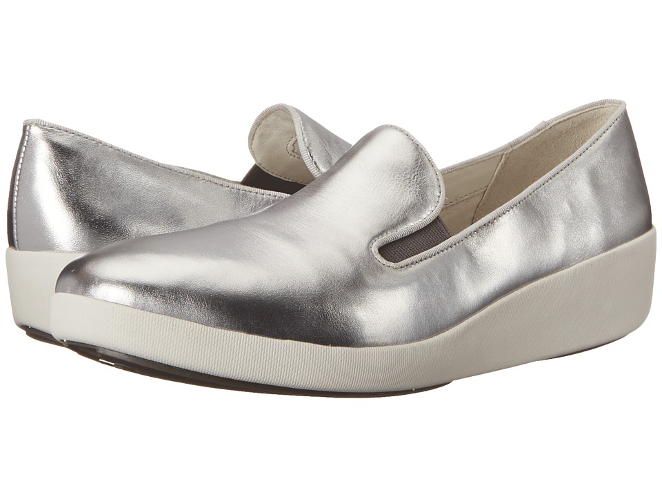 FitFlop - F-Pop Skate (Silver Leather) Women
