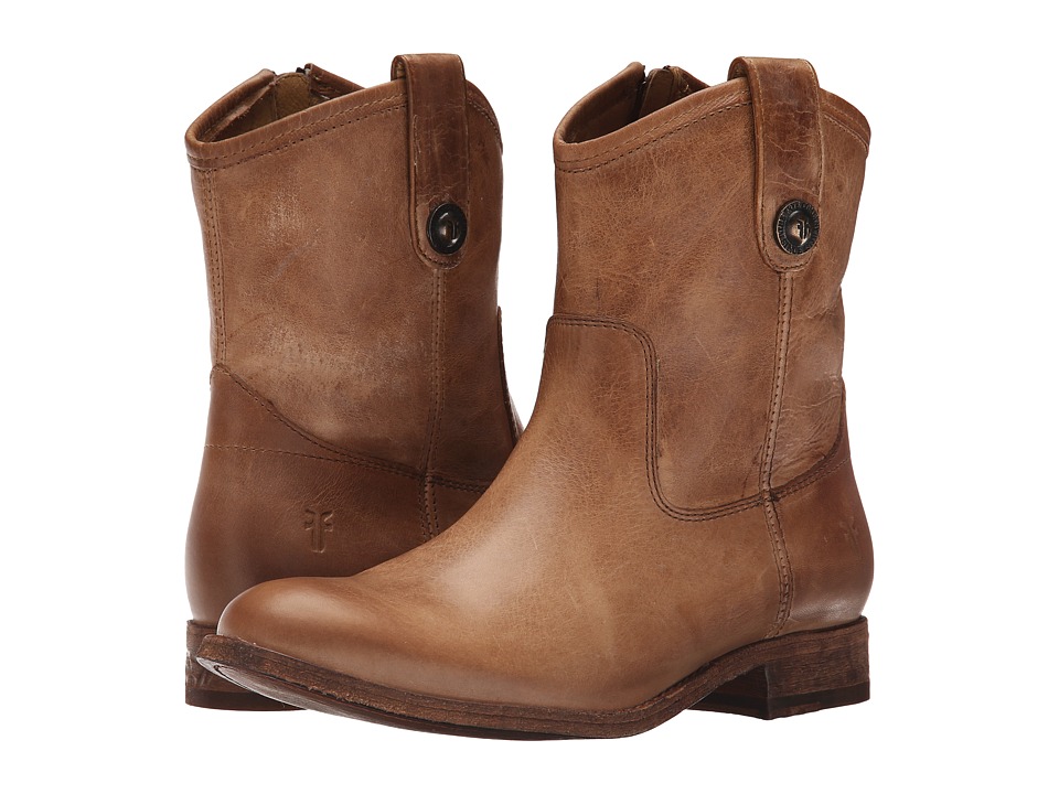 Frye Melissa Button Short (Beige Washed Antique Pull Up) Western Boots