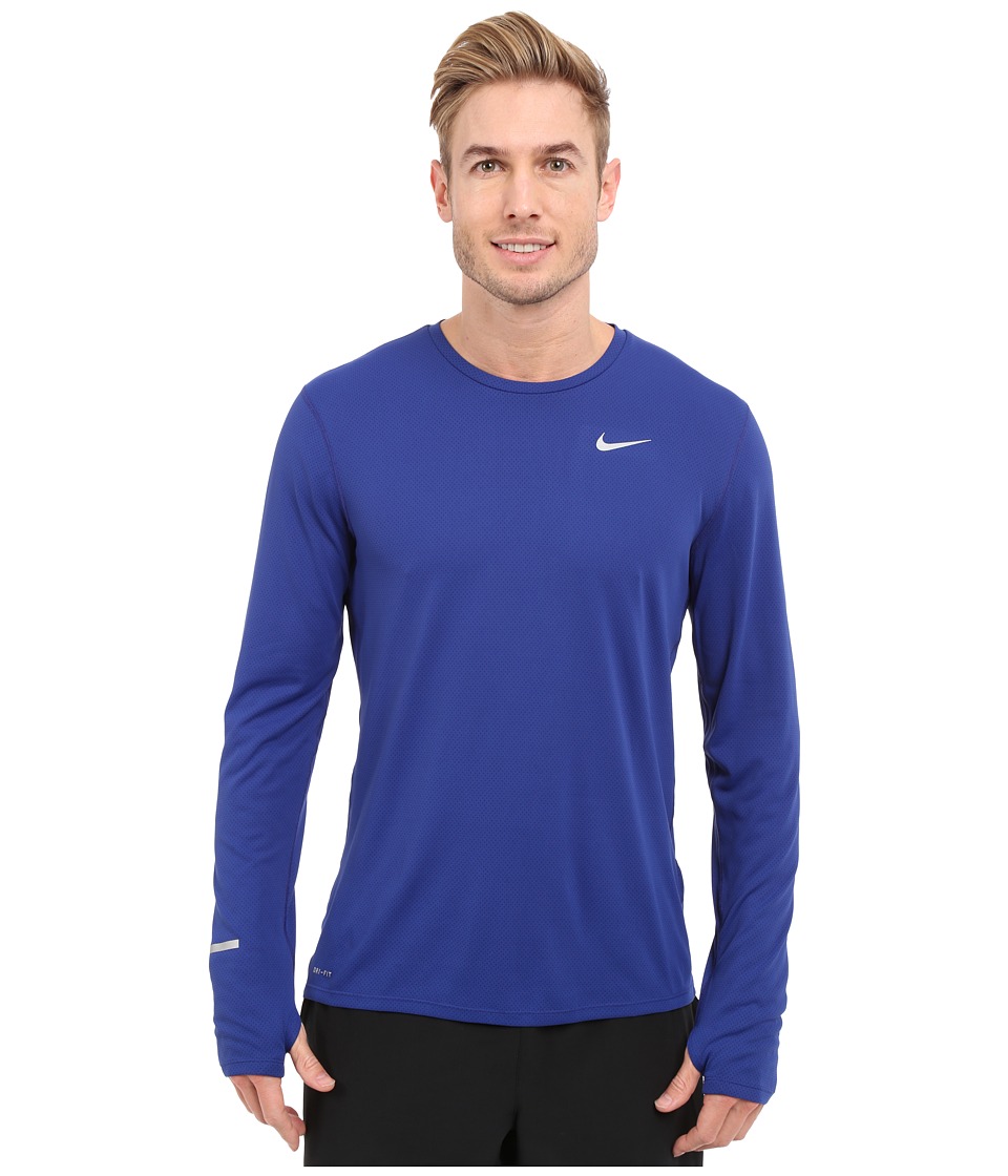 Nike - Dri-FIT Contour L/S Running Shirt (Deep Royal Blue/Reflective Silver) Men