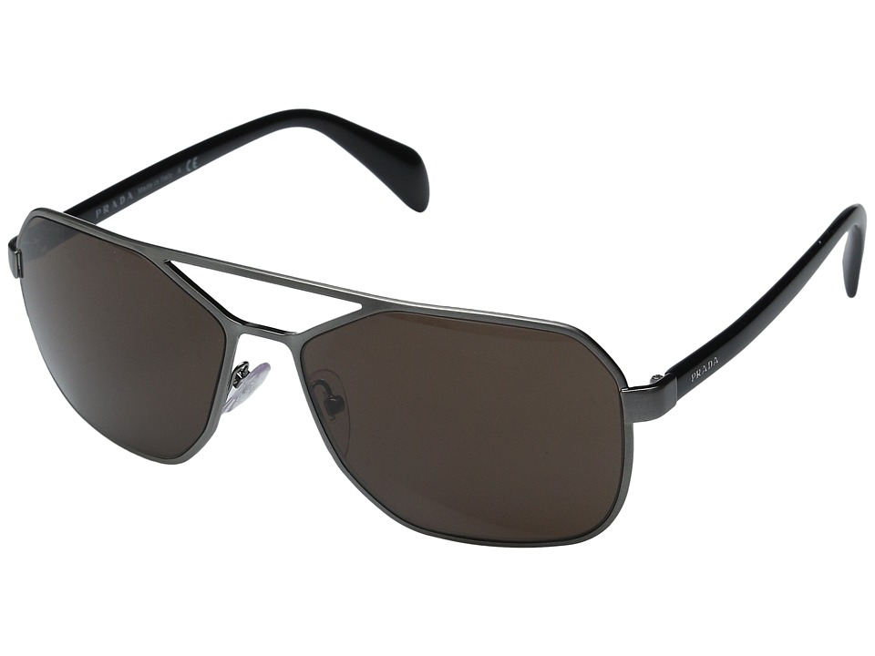 Prada 0PR 54RS Brushed Gunmetal/Brown Fashion Sunglasses