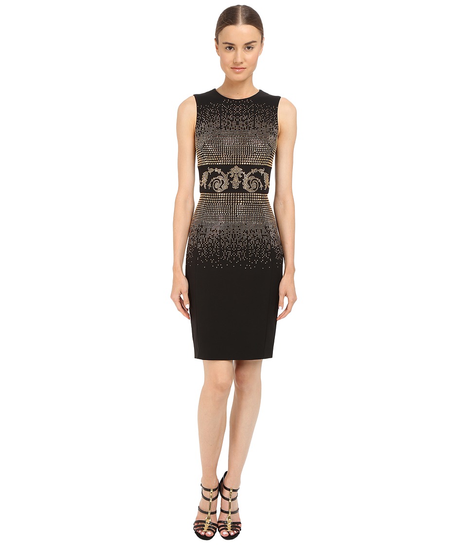 Versace Collection Black and Gold Embellished Tubino Dress Black Womens Dress