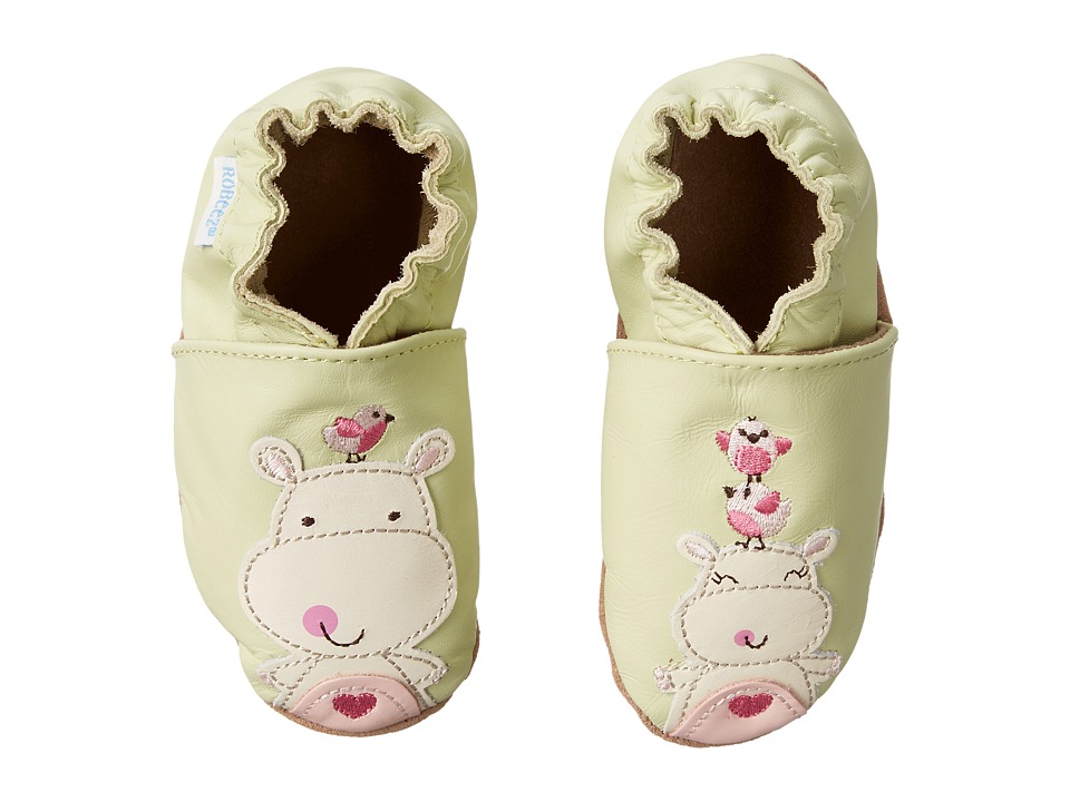 Robeez Happy Hippos Soft Sole Infant/Toddler Pastel Green Girls Shoes