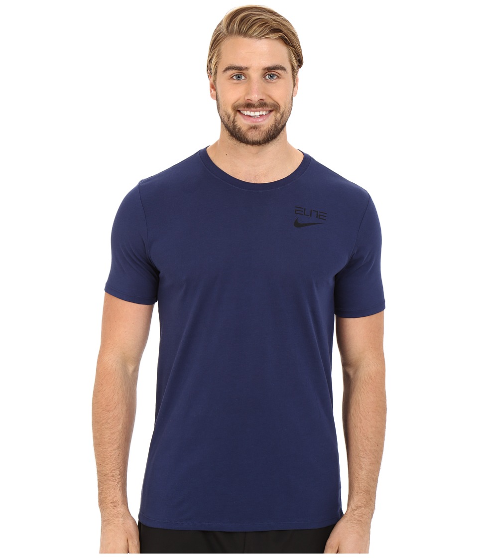 Nike - Elite Back Stripe Tee (Midnight Navy/Midnight Navy/Obsidian) Men