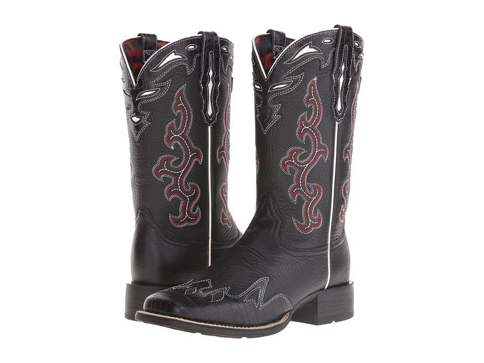 Ariat - Sidekick (Black Deertan/Black Empire Alligator Print) Cowboy Boots