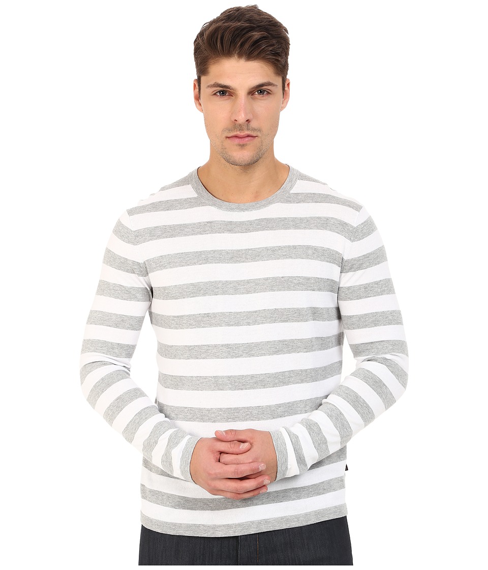 Michael Kors - Striped Cotton Crew Top (Heather Grey) Men