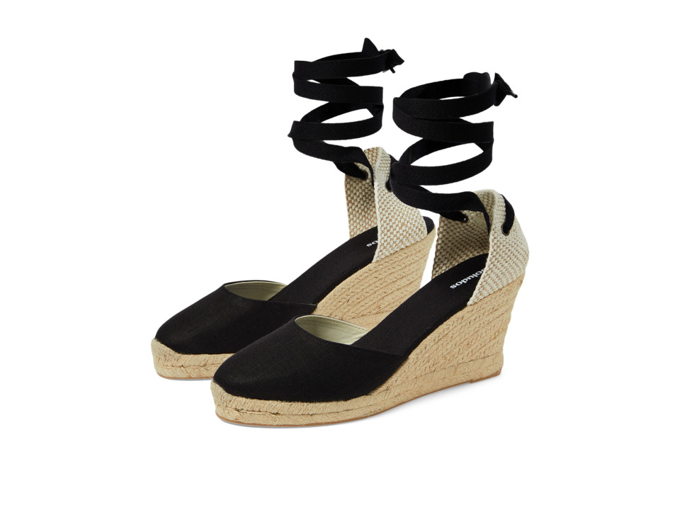 Soludos Tall Wedge Linen (Black) Women