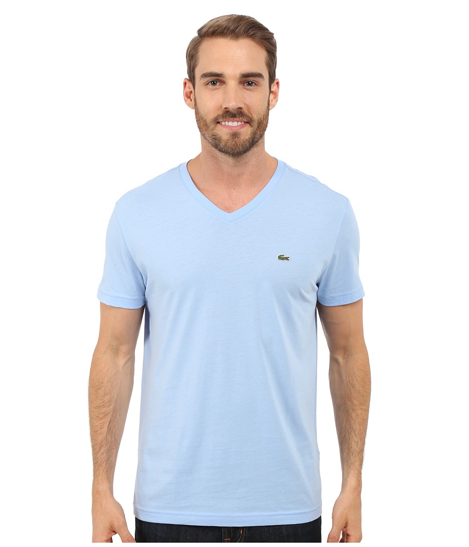 Lacoste - S/S Pima Jersey V-Neck T-Shirt (Nattier Blue 07E) Men