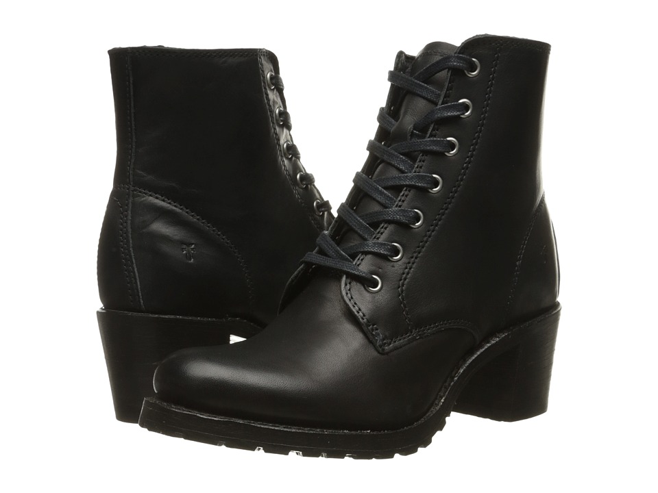 Frye Sabrina 6G Lace Up (Black Smooth Polished Veg)