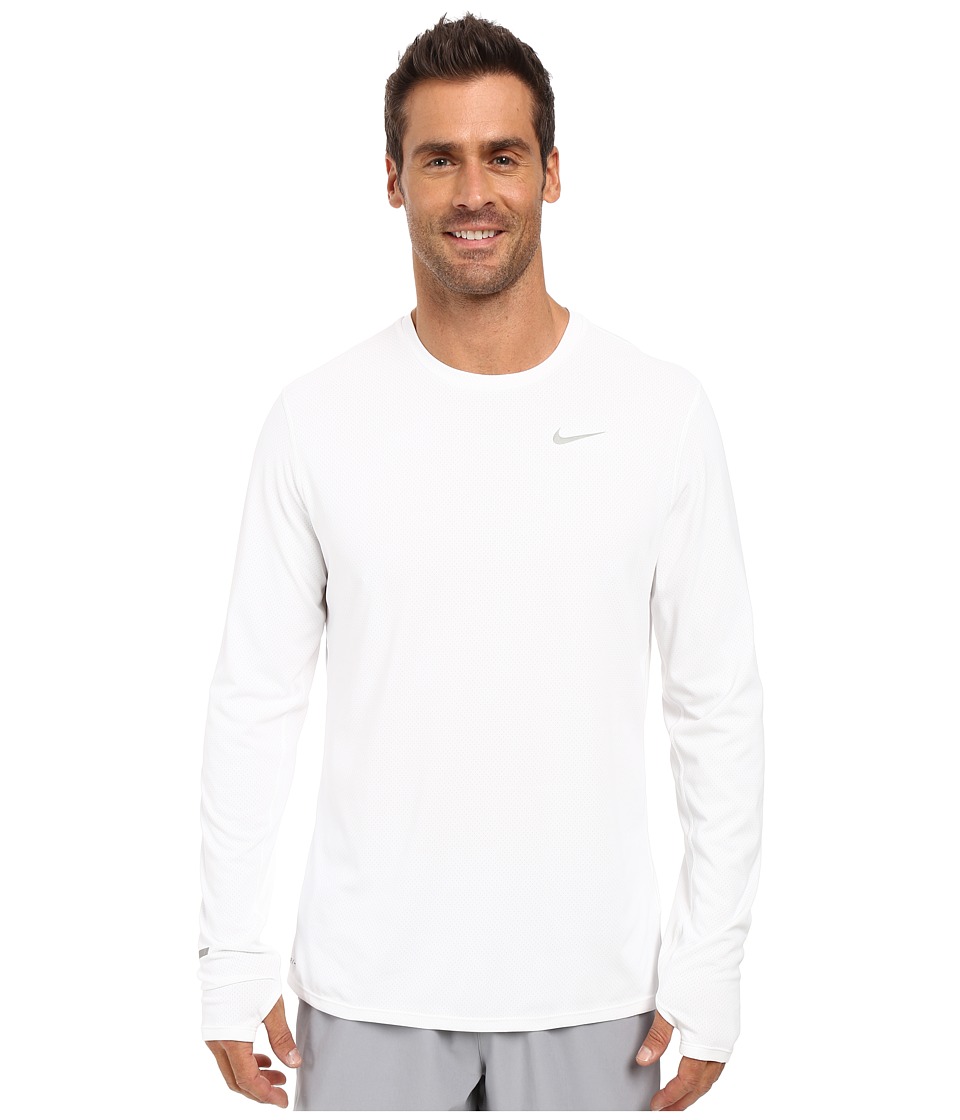 Nike - Dri-FIT Contour L/S Running Shirt (White/Reflective Silver) Men