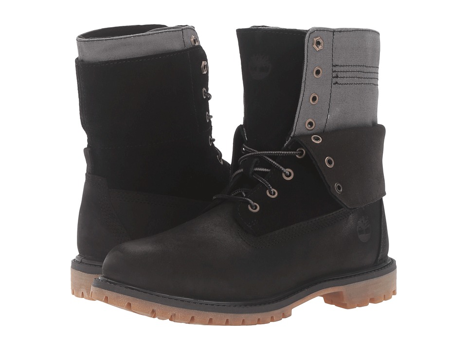 Timberland - Authentics Double Fold-Down Boot (Black Nubuck) Women
