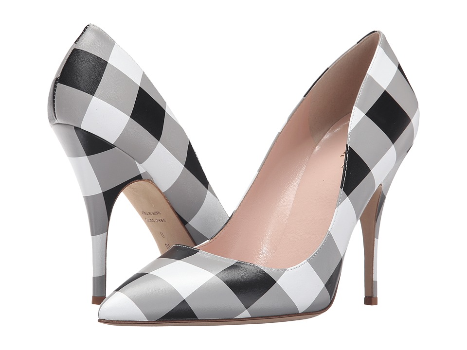 Kate Spade New York Licorice (Black/White Gingham Printed Nappa) High Heel Shoes