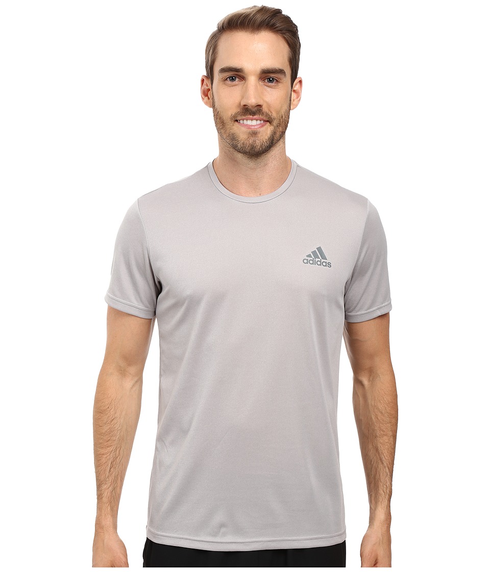 adidas Essential Tech Crew Tee (Medium Grey Heather/Vista Grey) Men