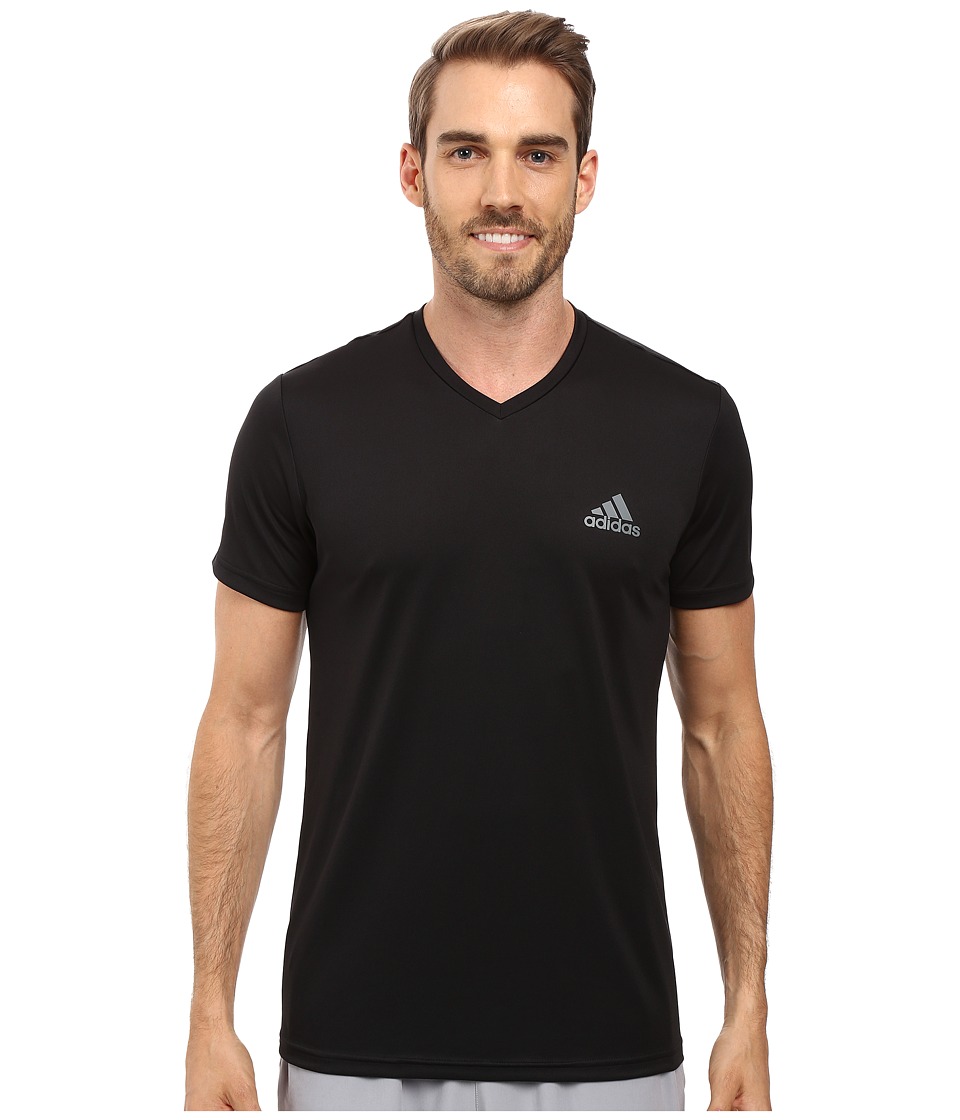 adidas Essential Tech V-Neck Tee (Black/Vista Grey) Men