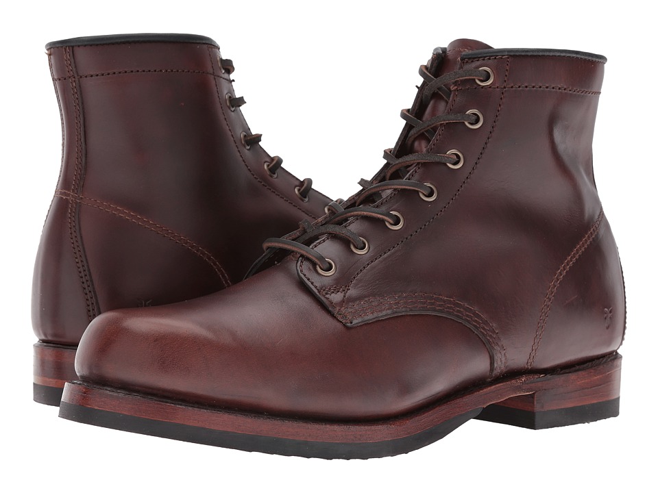 Frye John Addison Lace-Up (Dark Brown Smooth Pull-Up Leather) Men