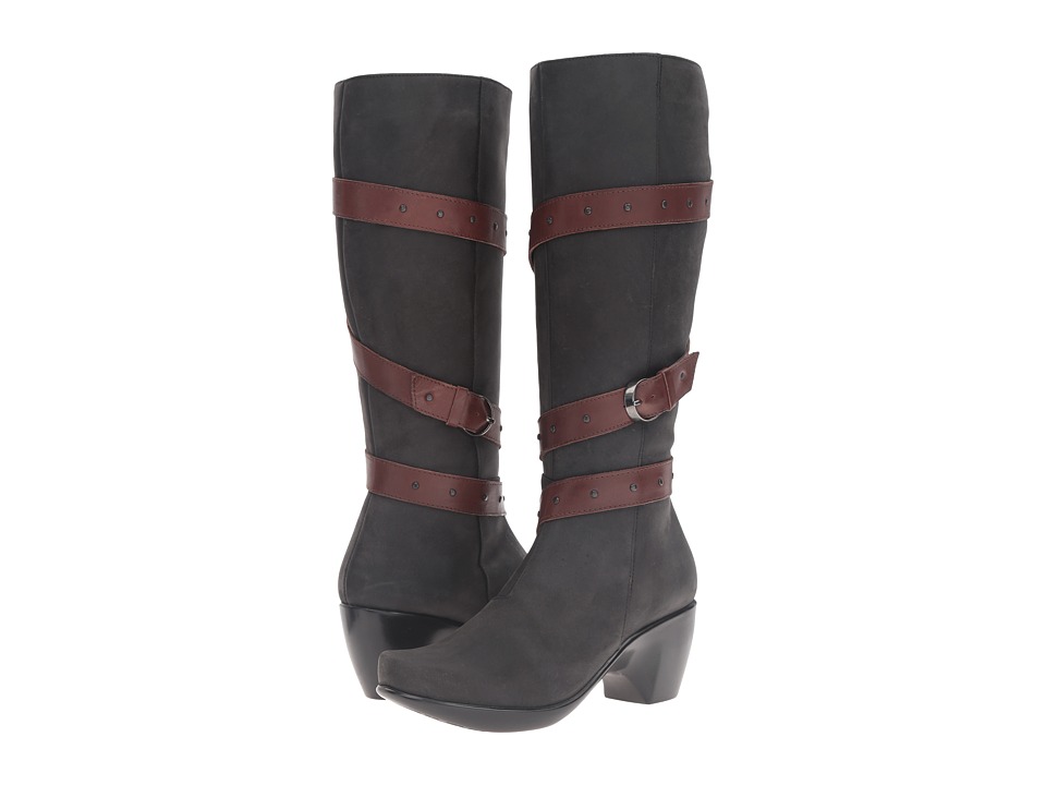 Naot Footwear Allure (Oily Coal Nubuck/Toffee Brown Leather) Women's Dress Zip Boots